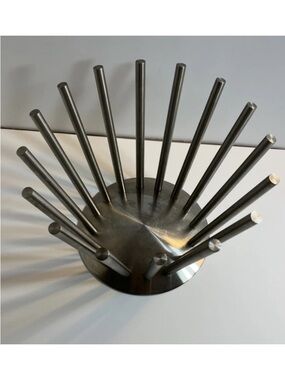 Modern Stainless Steel Peg Fruit Bowl - Industrial Metal Centerpiece